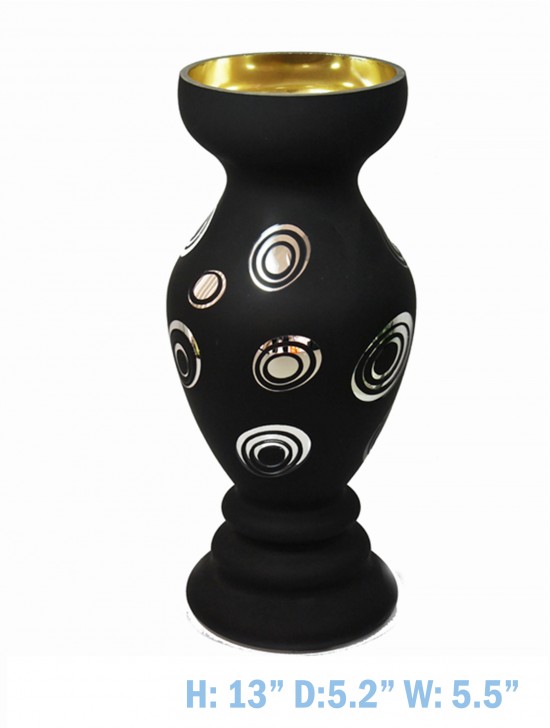 OPAQUE COLOURED GLASS VASE WITH METALLIC